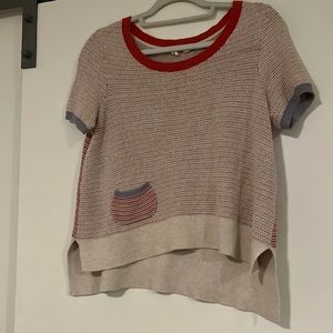 Moth Red and Cream Knit Top